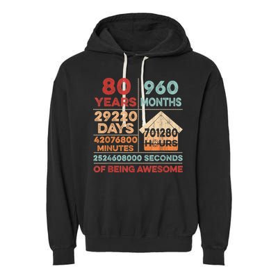 Vintage 80th Birthday Gifts 80 Years Old 960 Months  Garment-Dyed Fleece Hoodie