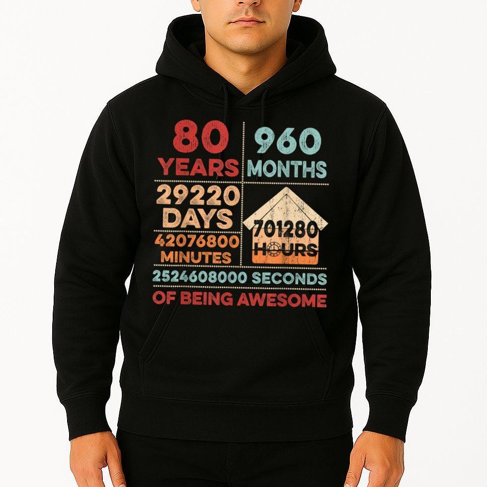 Vintage 80th Birthday Gifts 80 Years Old 960 Months  Hoodie