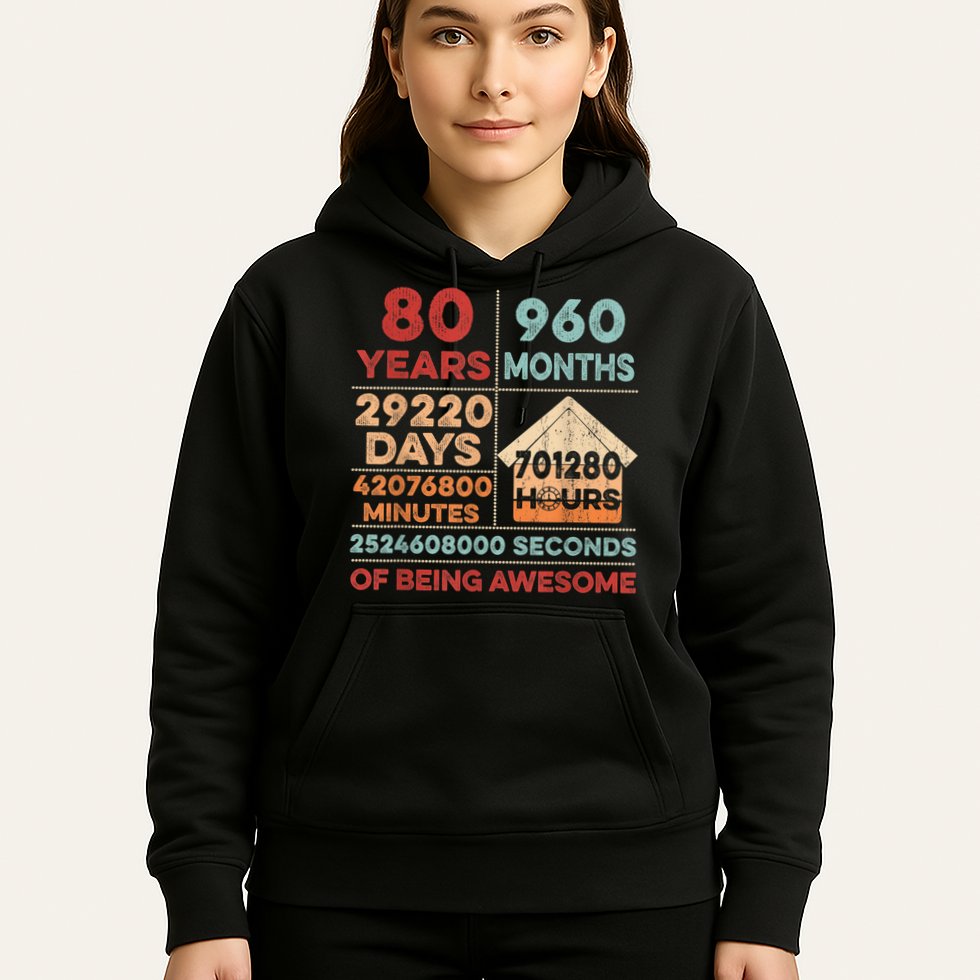 Vintage 80th Birthday Gifts 80 Years Old 960 Months  Hoodie