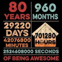 Vintage 80th Birthday Gifts 80 Years Old 960 Months  Hoodie