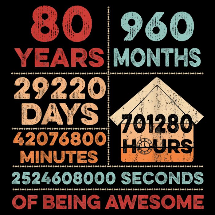 Vintage 80th Birthday Gifts 80 Years Old 960 Months  Hoodie