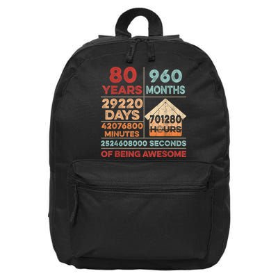 Vintage 80th Birthday Gifts 80 Years Old 960 Months  16 in Basic Backpack