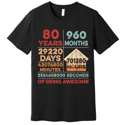 Vintage 80th Birthday Gifts 80 Years Old 960 Months  Premium T-Shirt