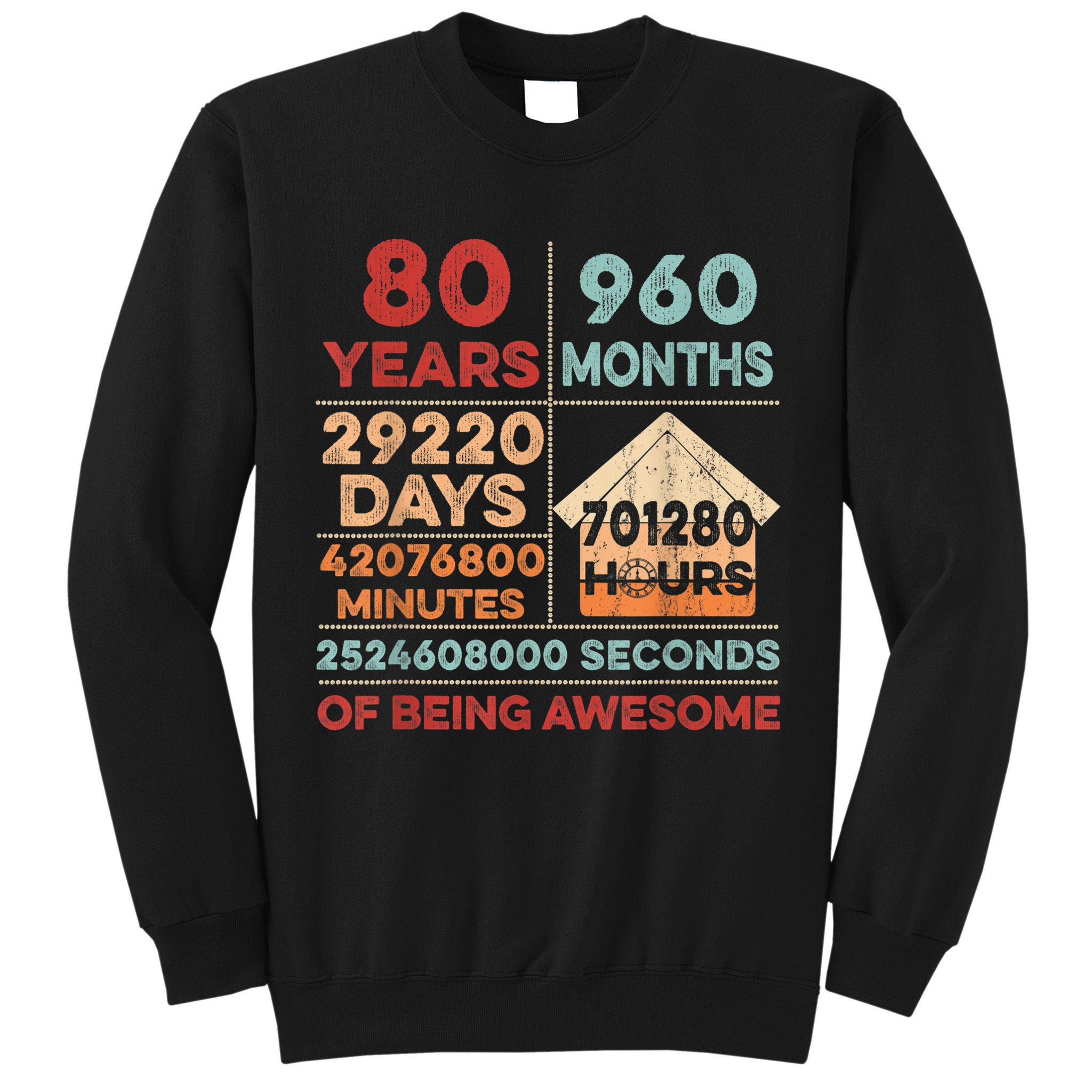 Vintage 80th Birthday Gifts 80 Years Old 960 Months  Tall Sweatshirt