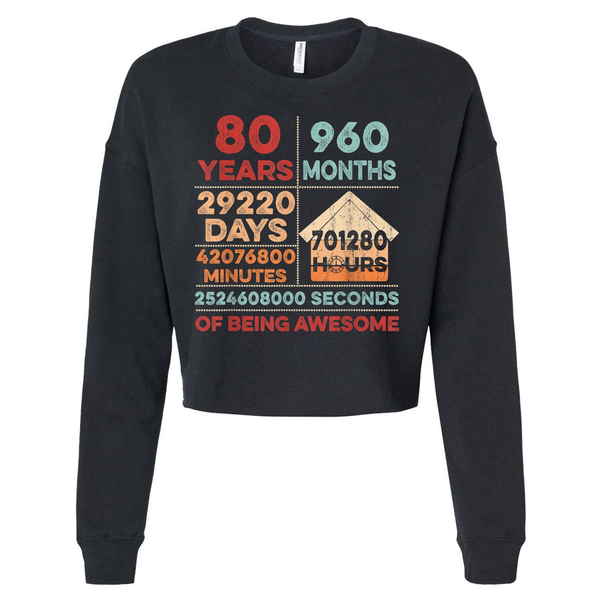 Vintage 80th Birthday Gifts 80 Years Old 960 Months  Cropped Pullover Crew