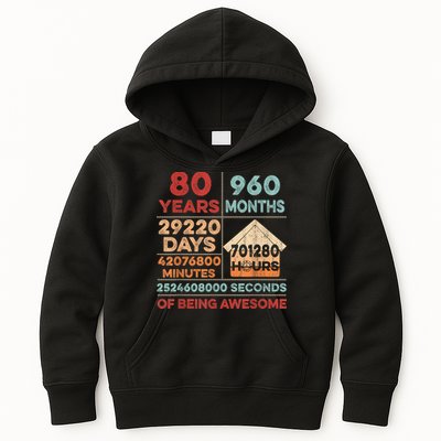 Vintage 80th Birthday Gifts 80 Years Old 960 Months  Kids Hoodie