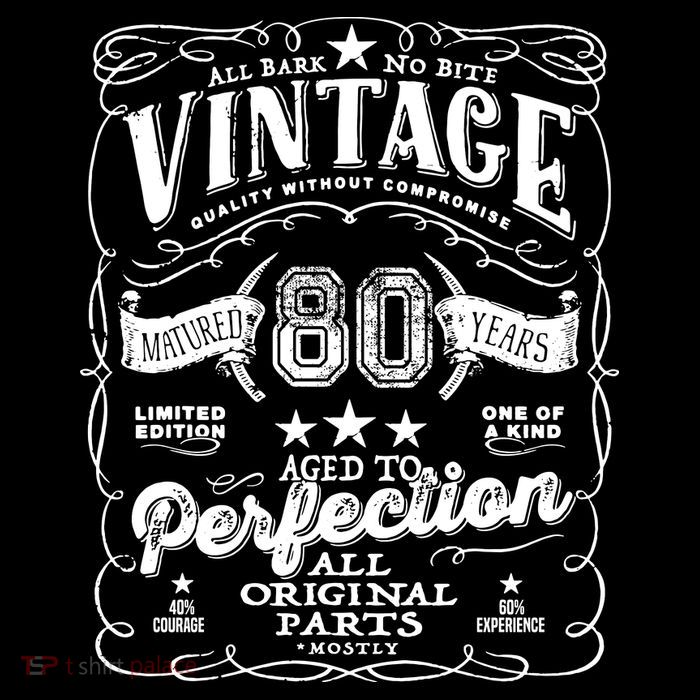 Vintage 80th Birthday Perfection Original Part 1943 Tall T-Shirt
