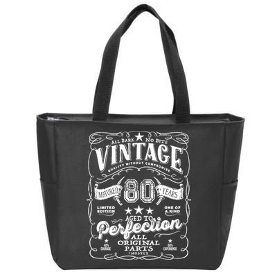 Vintage 80th Birthday Perfection Original Part 1943 Zip Tote Bag