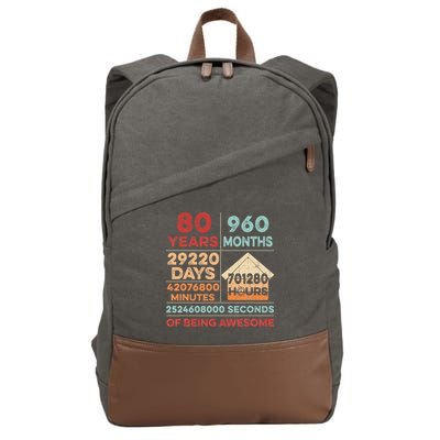 Vintage 80th Birthday Gifts 80 Years Old 960 Months T Cotton Canvas Backpack