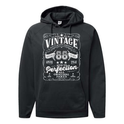 Vintage 88th Birthday Perfection Original Part 1935 Performance Fleece Hoodie