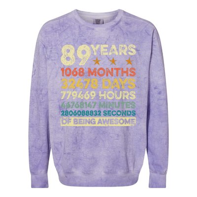 Vintage 89th Birthday Gift 89 Years Old 1068 Months Colorblast Crewneck Sweatshirt