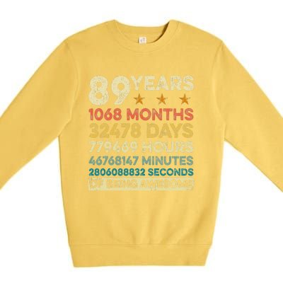 Vintage 89th Birthday Gift 89 Years Old 1068 Months Premium Crewneck Sweatshirt