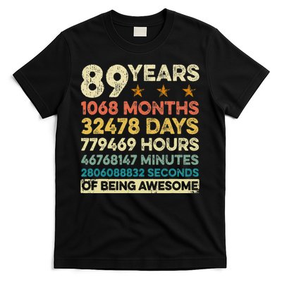 Vintage 89th Birthday Gift 89 Years Old 1068 Months T-Shirt