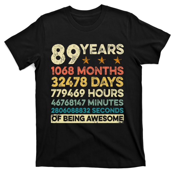 Vintage 89th Birthday Gift 89 Years Old 1068 Months T-Shirt