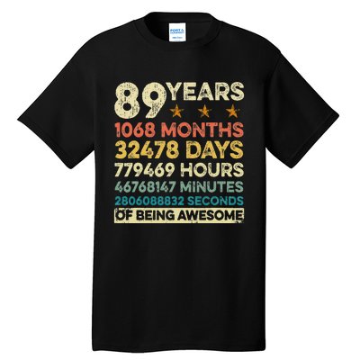 Vintage 89th Birthday Gift 89 Years Old 1068 Months Tall T-Shirt