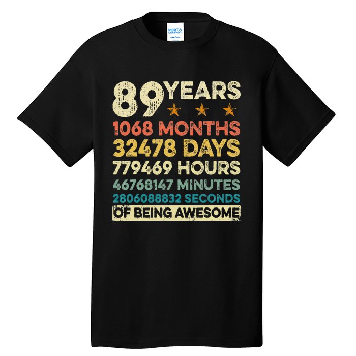 Vintage 89th Birthday Gift 89 Years Old 1068 Months Tall T-Shirt