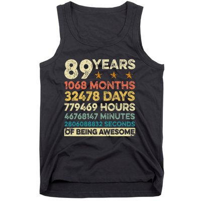 Vintage 89th Birthday Gift 89 Years Old 1068 Months Tank Top