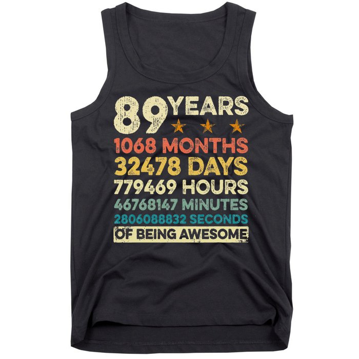 Vintage 89th Birthday Gift 89 Years Old 1068 Months Tank Top