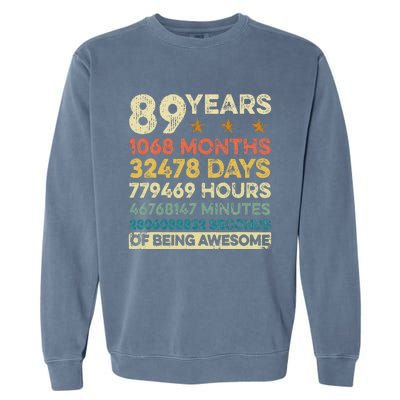 Vintage 89th Birthday Gift 89 Years Old 1068 Months Garment-Dyed Sweatshirt