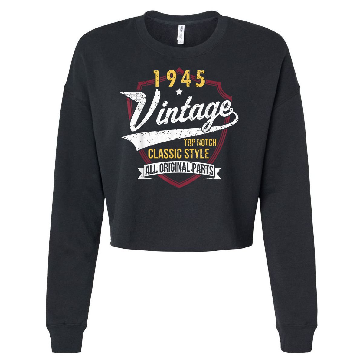 Vintage 80 Birthday Decorations 80yr 1945 80th Birthday Cropped Pullover Crew