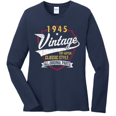 Vintage 80 Birthday Decorations 80yr 1945 80th Birthday Ladies Long Sleeve Shirt