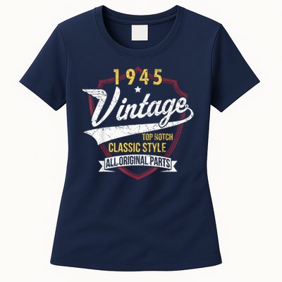 Vintage 80 Birthday Decorations 80yr 1945 80th Birthday Womens T-Shirt