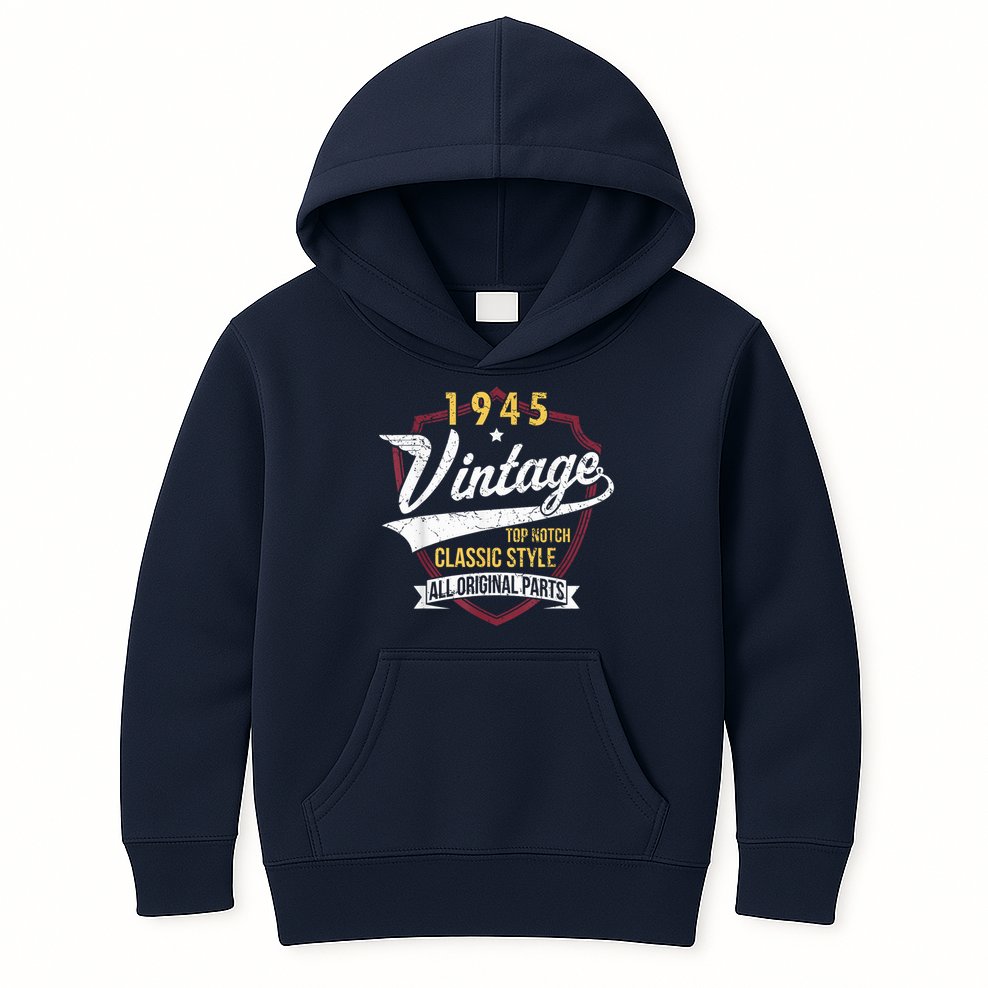 Vintage 80 Birthday Decorations 80yr 1945 80th Birthday Kids Hoodie
