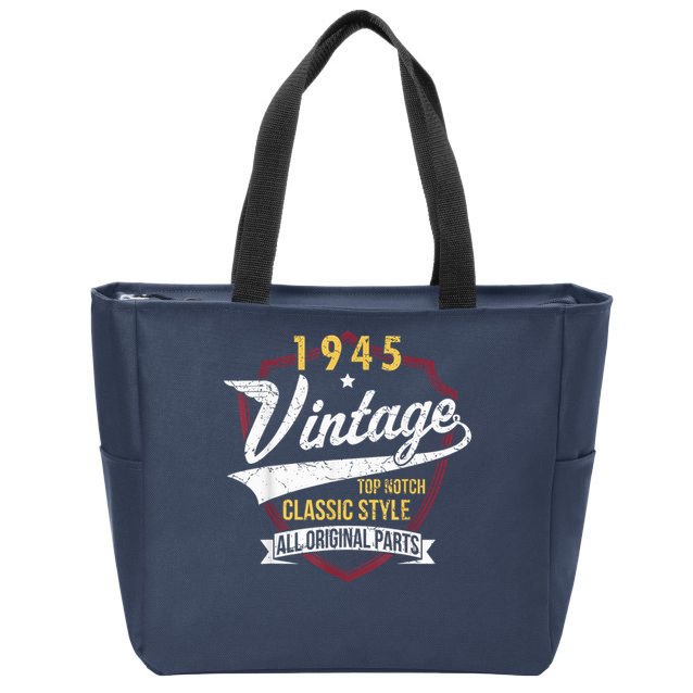 Vintage 80 Birthday Decorations 80yr 1945 80th Birthday Zip Tote Bag