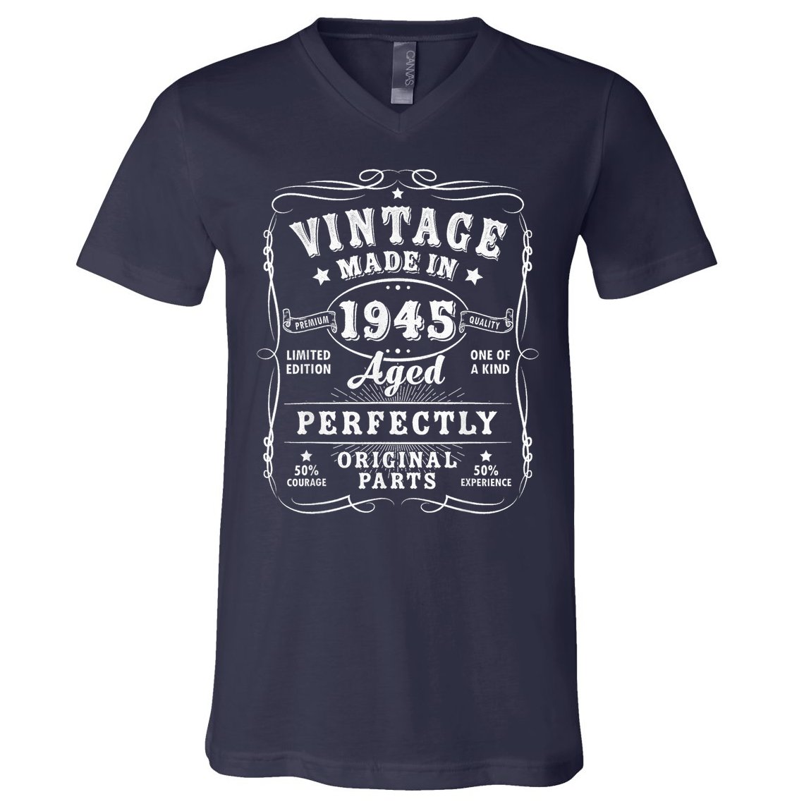Vintage 80 Birthday Decorations 80yr 1945 80th Birthday V-Neck T-Shirt