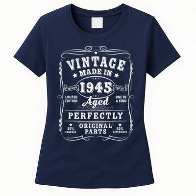 Vintage 80 Birthday Decorations 80yr 1945 80th Birthday Womens T-Shirt