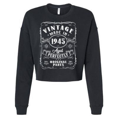 Vintage 80th Birthday Decorations 1945 80 Birthday Cropped Pullover Crew