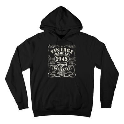 Vintage 80th Birthday Decorations 1945 80 Birthday Tall Hoodie