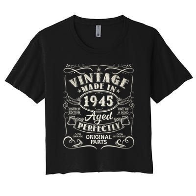 Vintage 80th Birthday Decorations 1945 80 Birthday Women's Crop Top Tee