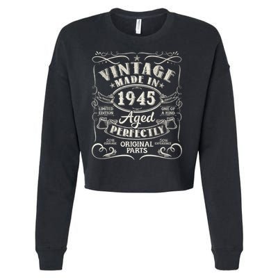 Vintage 80th Birthday Decorations 1945 80 Birthday Cropped Pullover Crew