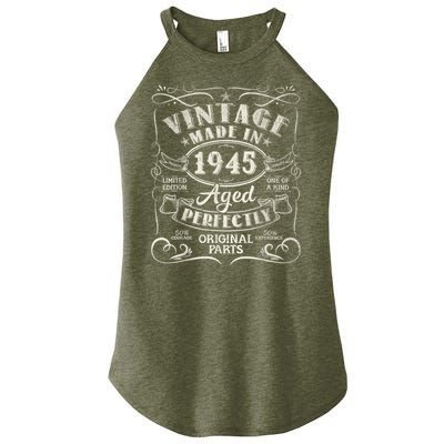 Vintage 80th Birthday Decorations 1945 80 Birthday Women's Perfect Tri Rocker Tank