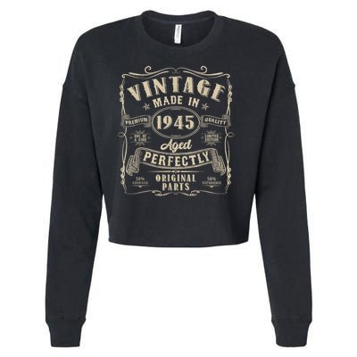 Vintage 80th Birthday Decorations 1945 80 Birthday Cropped Pullover Crew