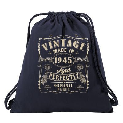Vintage 80th Birthday Decorations 1945 80 Birthday Drawstring Bag