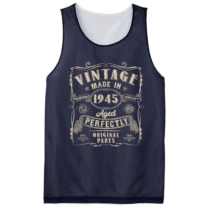 Vintage 80th Birthday Decorations 1945 80 Birthday Mesh Reversible Basketball Jersey Tank
