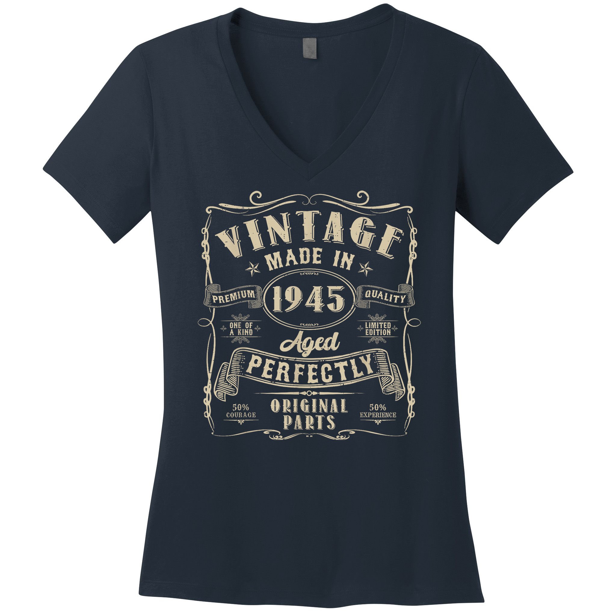 Vintage 80th Birthday Decorations 1945 80 Birthday Women's V-Neck T-Shirt