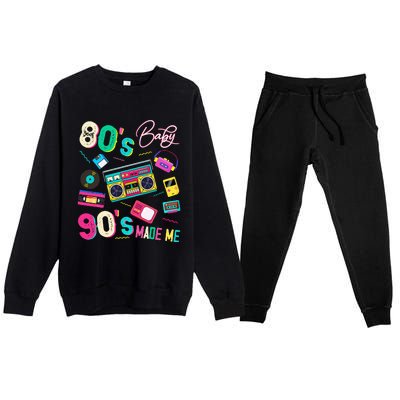 Vintage 80S Baby 90S Made Me Retro 1980s Nostalgia 1990s Premium Crewneck Sweatsuit Set