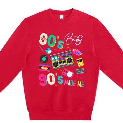 Vintage 80S Baby 90S Made Me Retro 1980s Nostalgia 1990s Premium Crewneck Sweatshirt