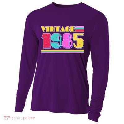 Vintage 80s Colors 1985 40th Birthday Cooling Performance Long Sleeve Crew
