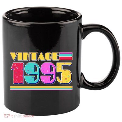 Vintage 80s Colors 1995 30th Birthday 11oz C Handle Ceramic Mug