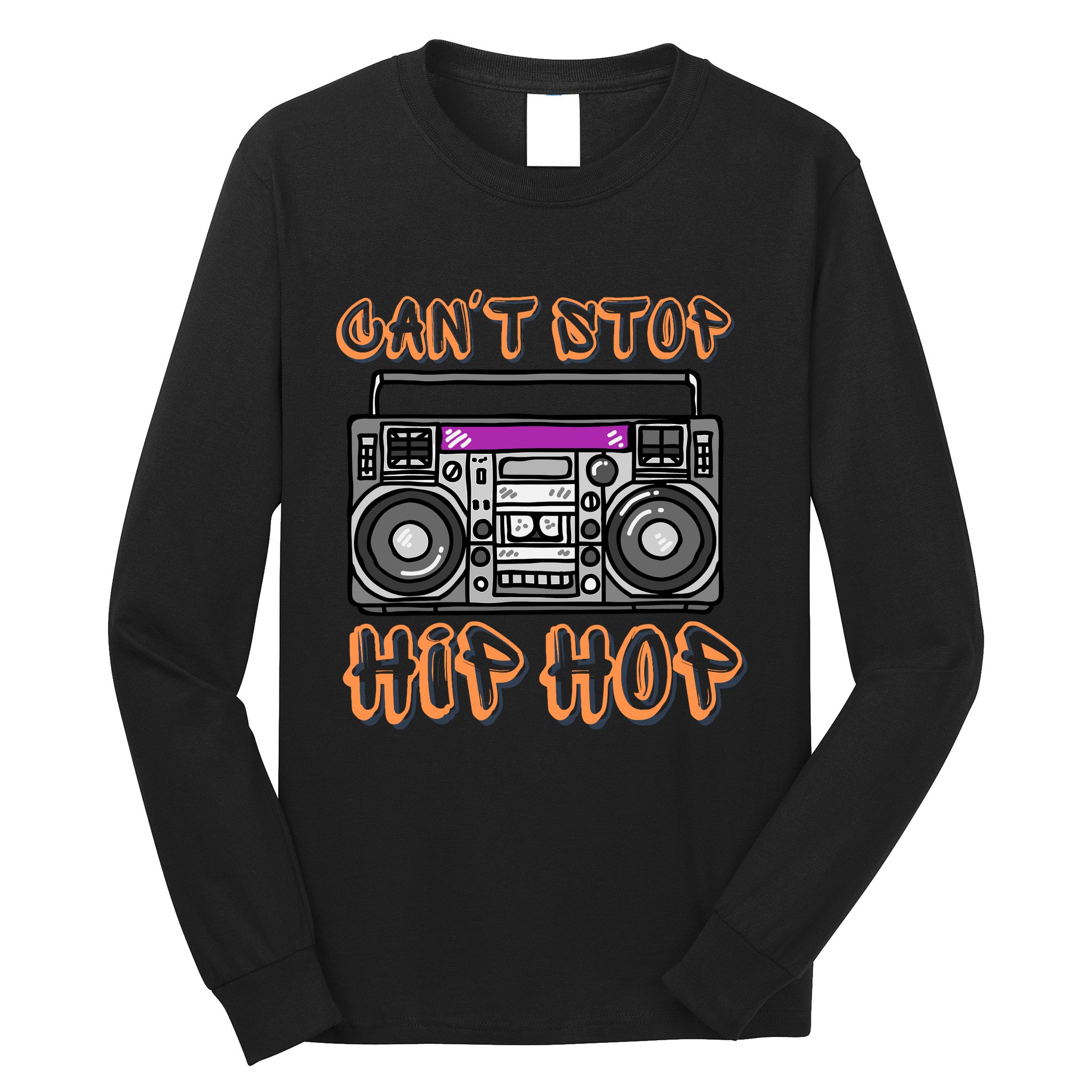 Vintage 80S CanT Stop Hip Hop Boombox Long Sleeve Shirt