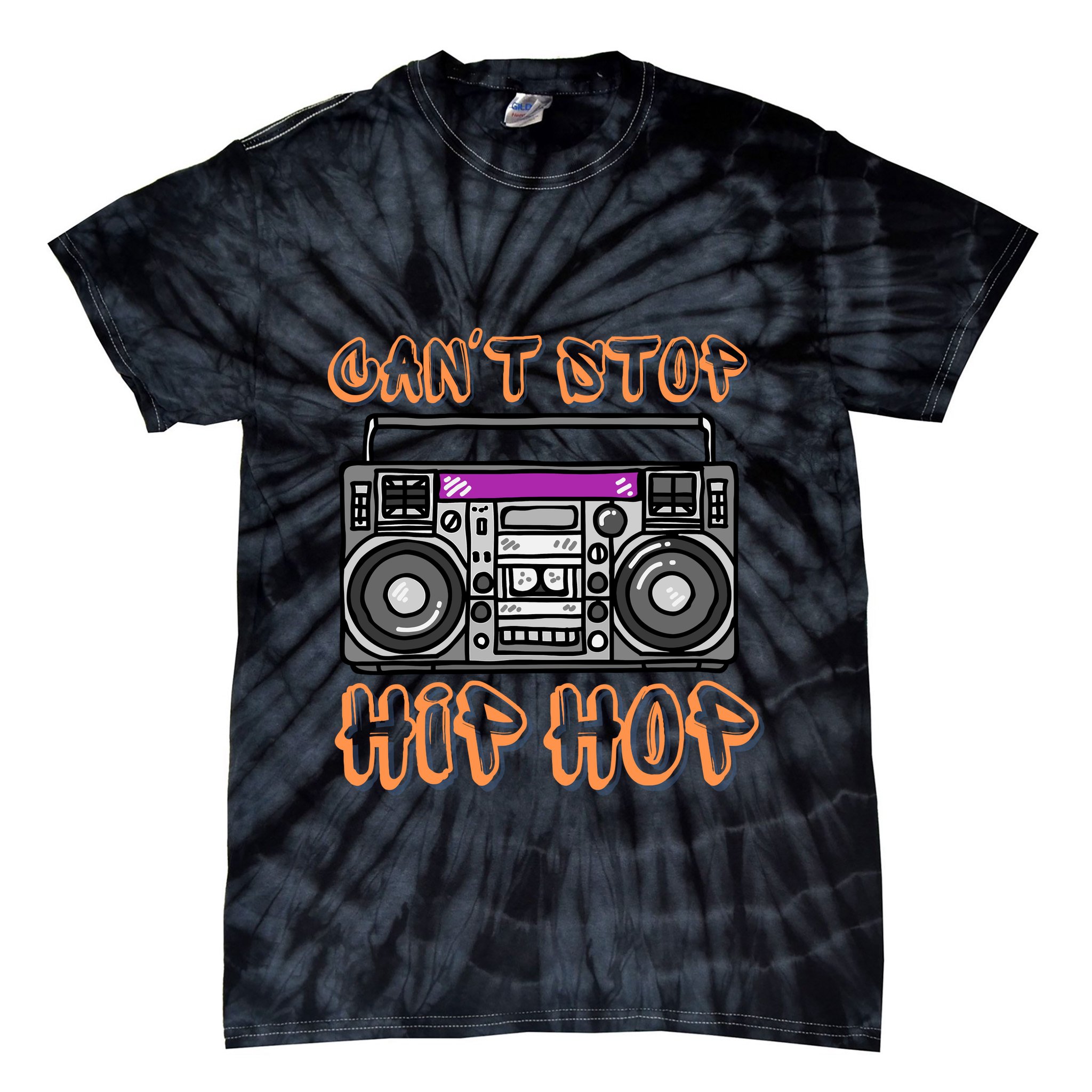 Vintage 80S CanT Stop Hip Hop Boombox Tie-Dye T-Shirt