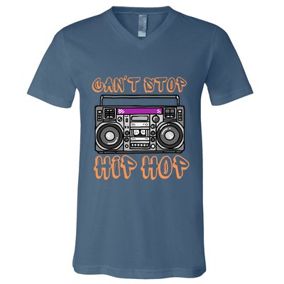 Vintage 80S CanT Stop Hip Hop Boombox V-Neck T-Shirt