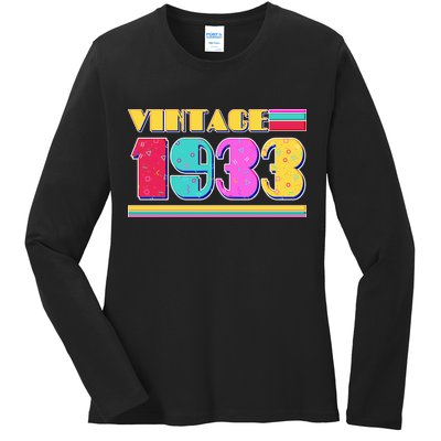 Vintage 80's Colors 1933 90th Birthday Ladies Long Sleeve Shirt