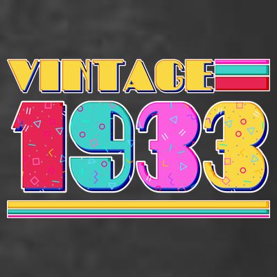 Vintage 80's Colors 1933 90th Birthday T-Shirt