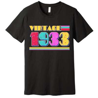 Vintage 80's Colors 1933 90th Birthday Premium T-Shirt