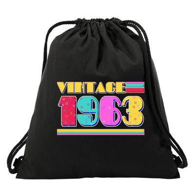Vintage 80's Colors 1963 60th Birthday Drawstring Bag
